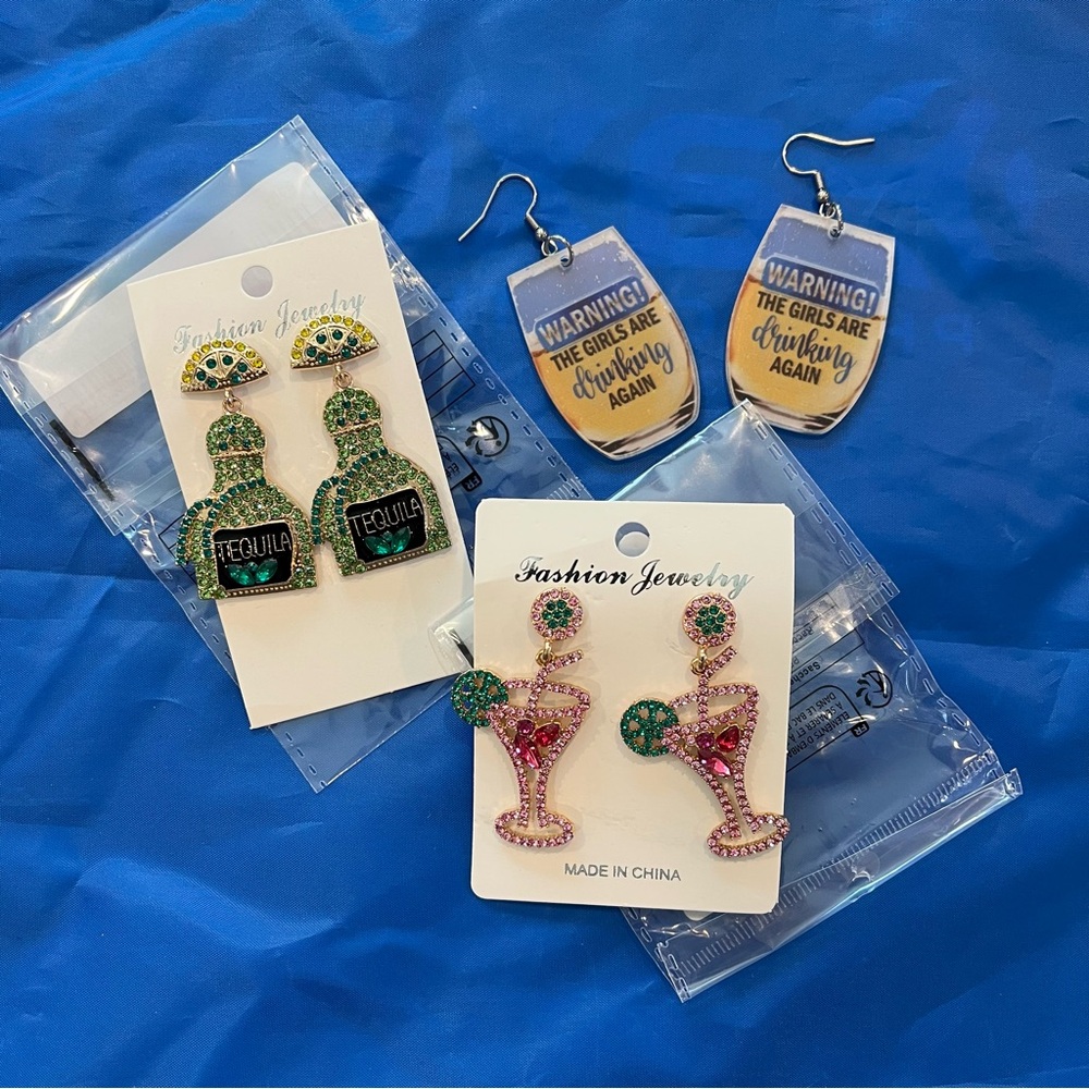 Colorful Cocktail and Tequila Earrings Set